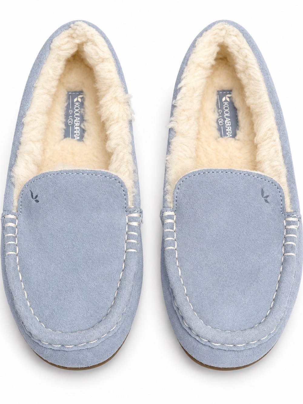 Koolaburra Light Blue Suede Shearling-Lined Slip-On Moccasins